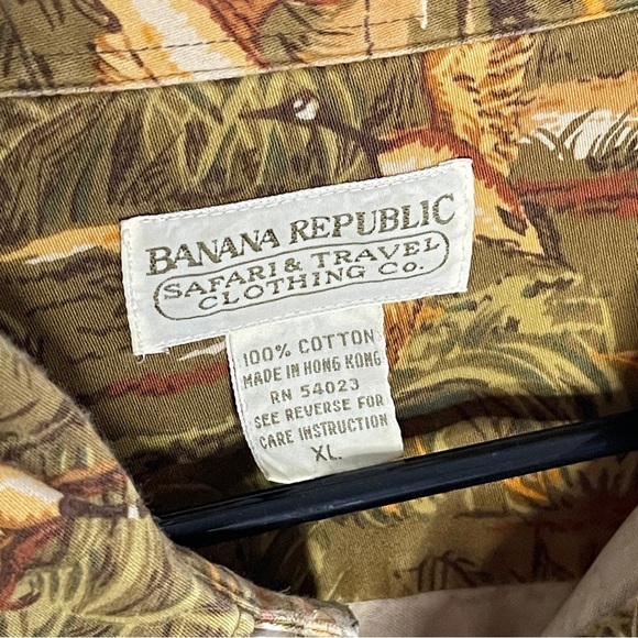 Vintage Banana Republic Safari & Travel Button Down Size XL Geese Duck 90s Hunt - Picture 2 of 5